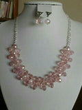 Blush Crystal Cluster Necklace & Earrings Set