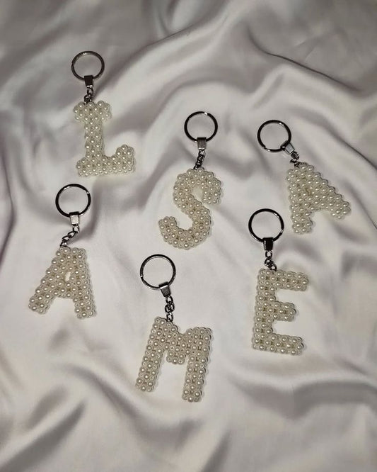 Personalized Pearl Initial Keychain & Bag Charm