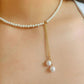 Amara Pearl Choker with Drop Lariat Chain