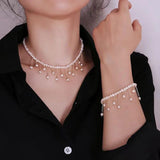 Elegant Pearl Necklace & Bracelet Set