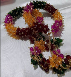 Handcrafted Multi-Color Crystal Bead Gajra Bangle Set