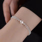 Elegant Silver Beaded Mesh Bracelet with Solitaire Pearl Center