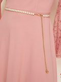 Minimalist Single-Row Pearl Waist Chain Belt