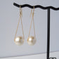 Dainty Gold Chain Hoop Earrings with Floating Pearl Drops