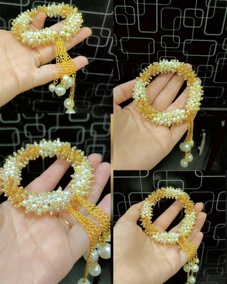 Emerald Green Crystal Gajra Bracelet with Pearl Tassels