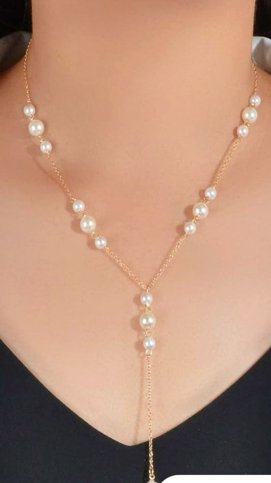 Pearl Station Lariat Necklace