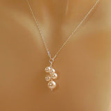 Dainty Silver Chain Necklace with Cascading Pearl Cluster Pendant