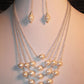 Elegant Multi-Layer Pearl Silver Chain Necklace & Earrings Set